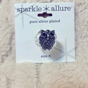 Sparkle Allure Pure Silver Owl Ring Size 8